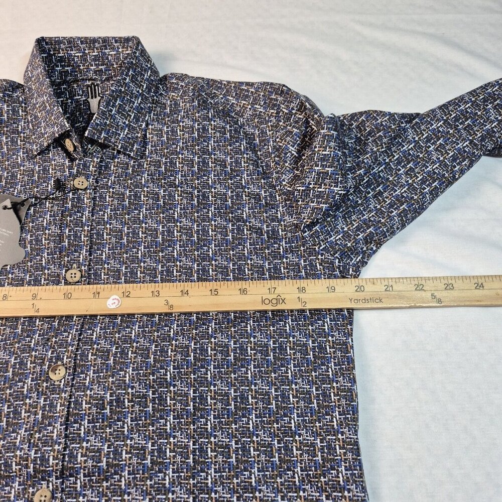 Visconti Black Shirt Men's Size S Blue Multi Button Up Long Sleeve Stretch (51) - Picture 7 of 9